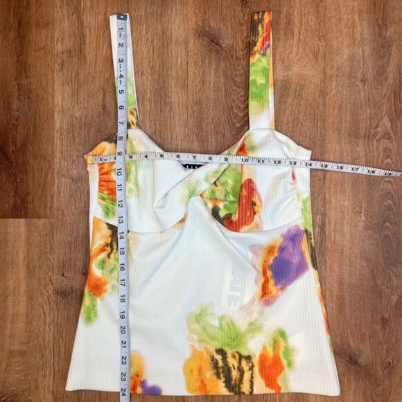 NWT ROTATE Fine Ribbed Abstract Floral Tank Kris Top‎ Twist Detailing Sz 42 / 10 - Picture 8 of 14